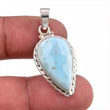 Natural Republic Larimar Gemstone Handmade 925 Solid Silver Pendant 1.50 P7T97
