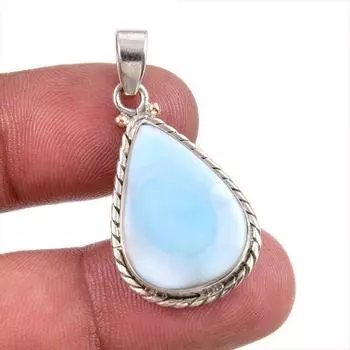 Natural Republic Larimar Gemstone Handmade 925 Solid Silver Pendant 1.50 S6E96