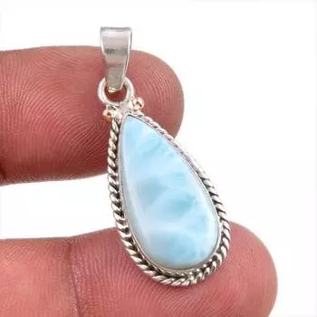Natural Republic Larimar Gemstone Handmade 925 Solid Silver Pendant 1.50 P4P03