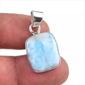 Natural Republic Larimar Gemstone Handmade 925 Solid Silver Pendant 1.5 L0n46