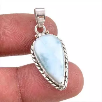 Natural Republic Larimar Gemstone Handmade 925 Solid Silver Pendant 1.50 w0w05