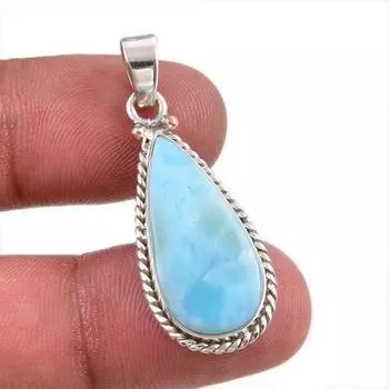 Natural Republic Larimar Gemstone Handmade 925 Solid Silver Pendant 1.50 k9U22