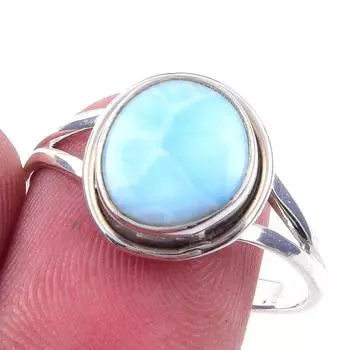 Natural Republic Larimar Gemstone Handmade 925 Solid Silver Ring Size 10 Z1G70