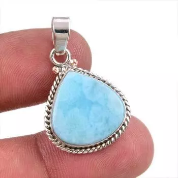 Natural Republic Larimar Gemstone Handmade 925 Solid Silver Pendant 1.50 l1y32