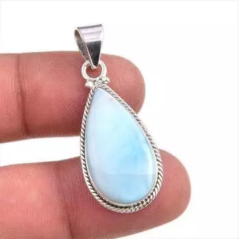 Natural Republic Larimar Gemstone Handmade 925 Solid Silver Pendant 1.5 P3y51
