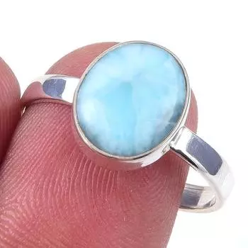 Natural Republic Larimar Gemstone Handmade 925 Solid Silver Ring Size 9.5 P6L68