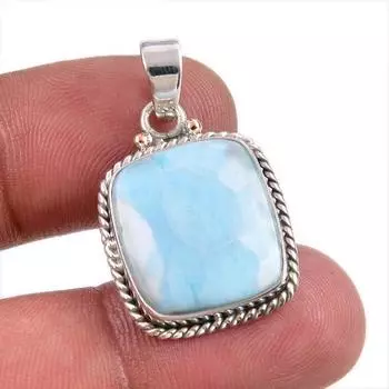 Natural Republic Larimar Gemstone Handmade 925 Solid Silver Pendant 1.50 K0o19