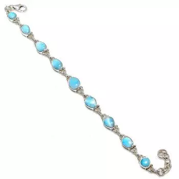 Natural Republic Larimar Gemstone Handmade 925 Solid Silver Bracelet 7-8 B8R51