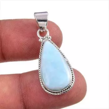 Natural Republic Larimar Gemstone Handmade 925 Solid Silver Pendant 1.5 f9b04