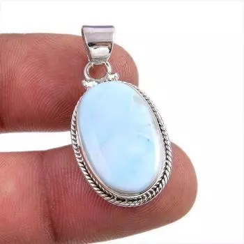 Natural Republic Larimar Gemstone Handmade 925 Solid Silver Pendant 1.5 c5p86