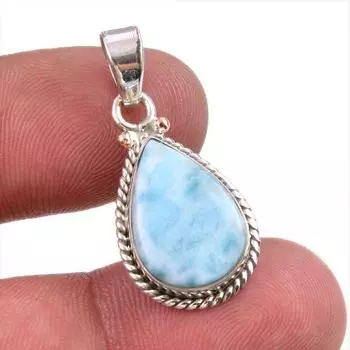 Natural Republic Larimar Gemstone Handmade 925 Solid Silver Pendant 1.50 M9i35