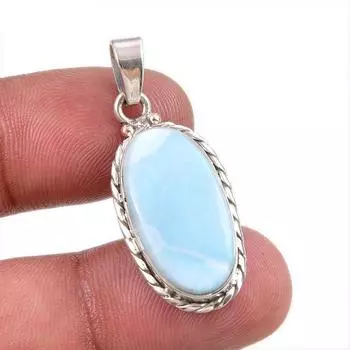 Natural Republic Larimar Gemstone Handmade 925 Solid Silver Pendant 1.50 Z9M34