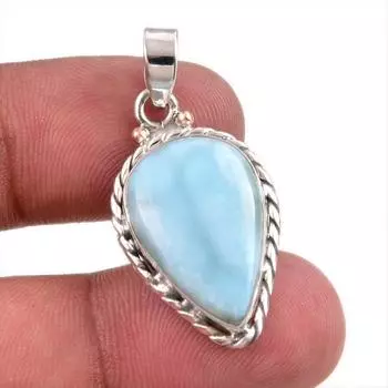 Natural Republic Larimar Gemstone Handmade 925 Solid Silver Pendant 1.50 F3V54