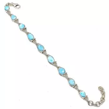 Natural Republic Larimar Gemstone Handmade 925 Solid Silver Bracelet 7-8 t3L30
