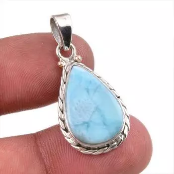 Natural Republic Larimar Gemstone Handmade 925 Solid Silver Pendant 1.50 b3i05