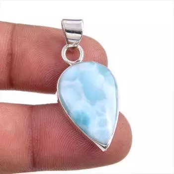 Natural Republic Larimar Gemstone Handmade 925 Solid Silver Pendant 1.5 J6z81