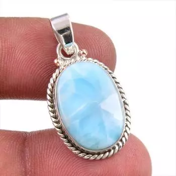 Natural Republic Larimar Gemstone Handmade 925 Solid Silver Pendant 1.50 o8n21