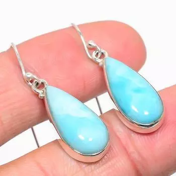 Natural Republic Larimar Gemstone Handmade 925 Solid Silver Earring 1.50 V5u70