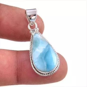 Natural Republic Larimar Gemstone Handmade 925 Solid Silver Pendant 1.5 i7a87