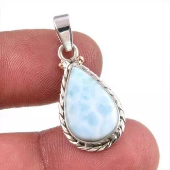 Natural Republic Larimar Gemstone Handmade 925 Solid Silver Pendant 1.50 u9l61