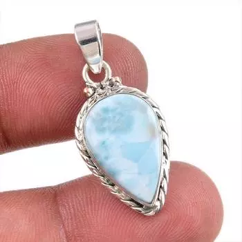 Natural Republic Larimar Gemstone Handmade 925 Solid Silver Pendant 1.50 E8q86