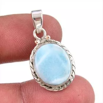 Natural Republic Larimar Gemstone Handmade 925 Solid Silver Pendant 1.50 j8i12