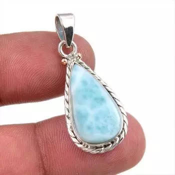 Natural Republic Larimar Gemstone Handmade 925 Solid Silver Pendant 1.50 k9I94