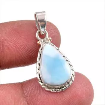 Natural Republic Larimar Gemstone Handmade 925 Solid Silver Pendant 1.50 b2c34