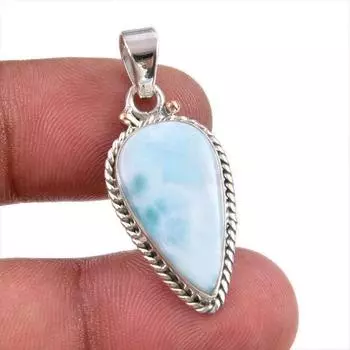 Natural Republic Larimar Gemstone Handmade 925 Solid Silver Pendant 1.50 v9h15