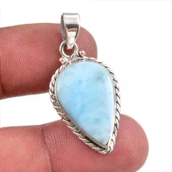 Natural Republic Larimar Gemstone Handmade 925 Solid Silver Pendant 1.50 a1a18