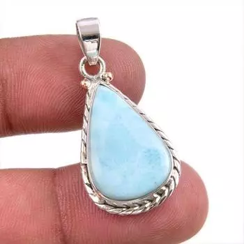 Natural Republic Larimar Gemstone Handmade 925 Solid Silver Pendant 1.50 Y5S41