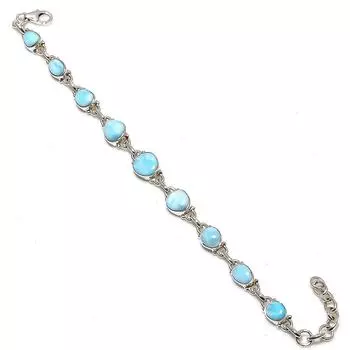 Natural Republic Larimar Gemstone Handmade 925 Solid Silver Bracelet 7-8 P9j26