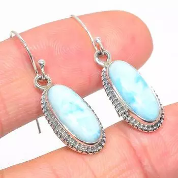 Natural Republic Larimar Gemstone Handmade 925 Solid Silver Earring 1.25 b1h99