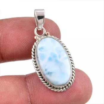 Natural Republic Larimar Gemstone Handmade 925 Solid Silver Pendant 1.50 P7O06