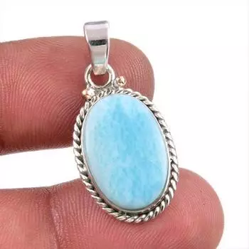 Natural Republic Larimar Gemstone Handmade 925 Solid Silver Pendant 1.50 C0Y98