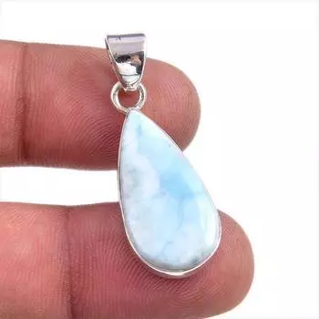 Natural Republic Larimar Gemstone Handmade 925 Solid Silver Pendant 1.5 E4r68