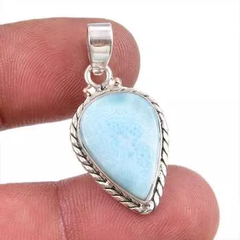 Natural Republic Larimar Gemstone Handmade 925 Solid Silver Pendant 1.50 F4O91