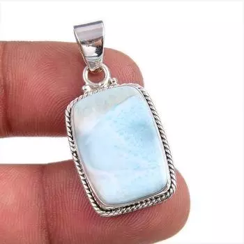 Natural Republic Larimar Gemstone Handmade 925 Solid Silver Pendant 1.5 I2Z34