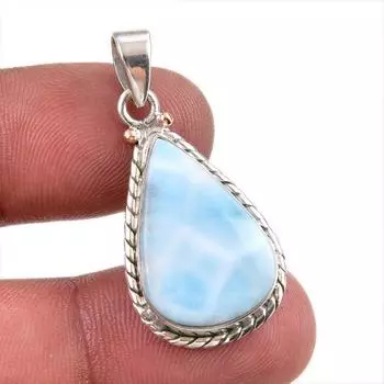 Natural Republic Larimar Gemstone Handmade 925 Solid Silver Pendant 1.50 j8t46
