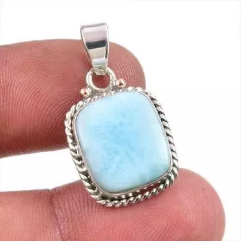 Natural Republic Larimar Gemstone Handmade 925 Solid Silver Pendant 1.25 j6N92