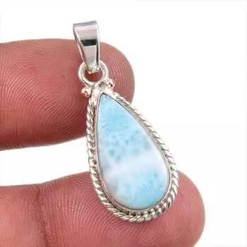 Natural Republic Larimar Gemstone Handmade 925 Solid Silver Pendant 1.50 Q6W47