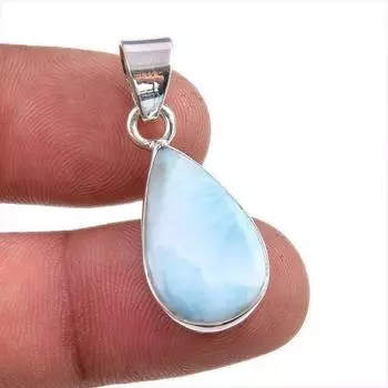 Natural Republic Larimar Gemstone Handmade 925 Solid Silver Pendant 1.5 k6K27