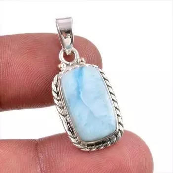 Natural Republic Larimar Gemstone Handmade 925 Solid Silver Pendant 1.50 s5S82