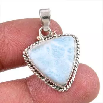 Natural Republic Larimar Gemstone Handmade 925 Solid Silver Pendant 1.50 H1K45