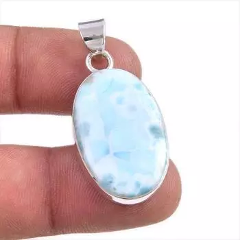 Natural Republic Larimar Gemstone Handmade 925 Solid Silver Pendant 1.5 C7A36