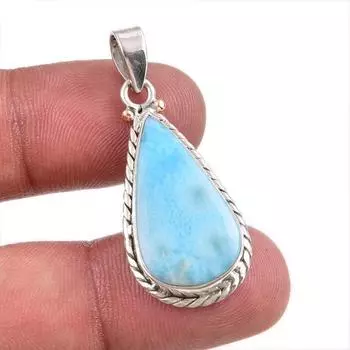 Natural Republic Larimar Gemstone Handmade 925 Solid Silver Pendant 1.50 C1L70