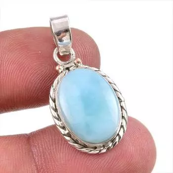 Natural Republic Larimar Gemstone Handmade 925 Solid Silver Pendant 1.50 j5t88