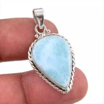 Natural Republic Larimar Gemstone Handmade 925 Solid Silver Pendant 1.50 H5K57