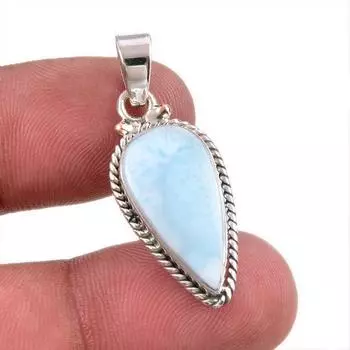 Natural Republic Larimar Gemstone Handmade 925 Solid Silver Pendant 1.50 J6r96