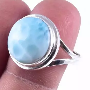 Natural Republic Larimar Gemstone Handmade 925 Sterling Silver Ring S.9 W0W56